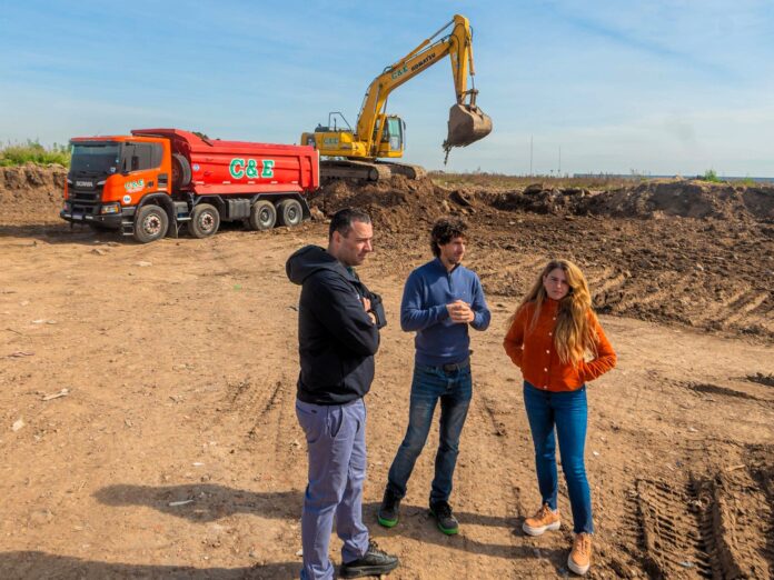 Juan Andreotti recorrió el avance de la obra del Parque Industrial de San Fernando